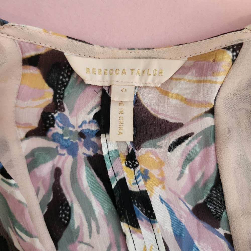 REBECCA TAYLOR NYC  BOW FLEUR MIDI  RUCHED DRESS SIZE 0 - Picture 6 of 17